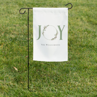 Personalized Watercolor Wreath Joy Garden Flag
