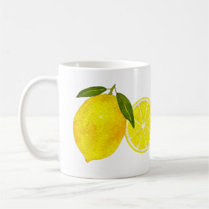 Personalized Watercolor Yellow Lemon Coffee Mug
