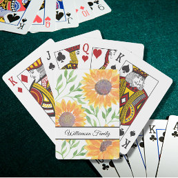 Personalized Watercolor Yellow Sunflowers   Playing Cards