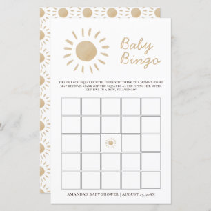 Personalized Watercolor Yellow Sunshine Baby Bingo