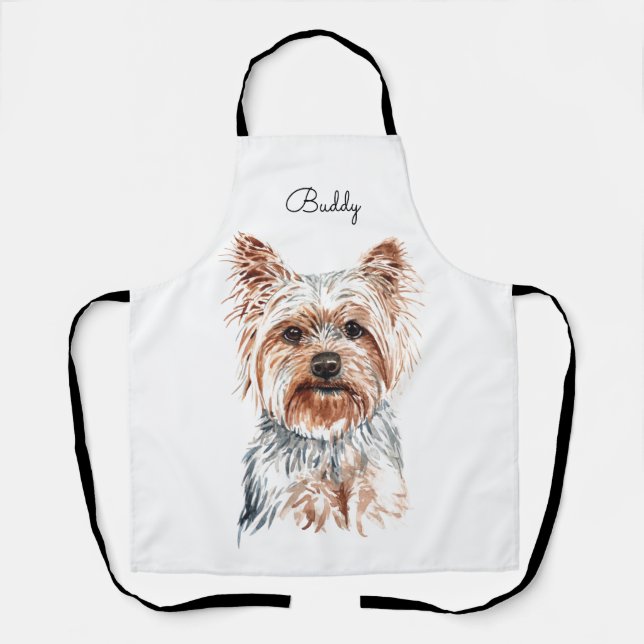 Personalized Watercolor Yorkie Apron (Front)