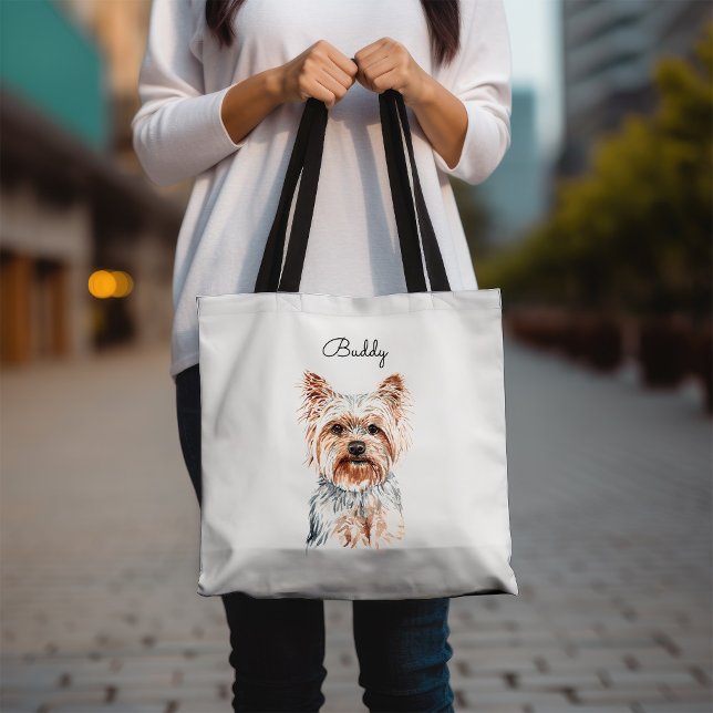 Personalized Watercolor Yorkie Tote Bag (Creator Uploaded)