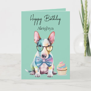 Personalized Watercolour British Bull Terrier Card