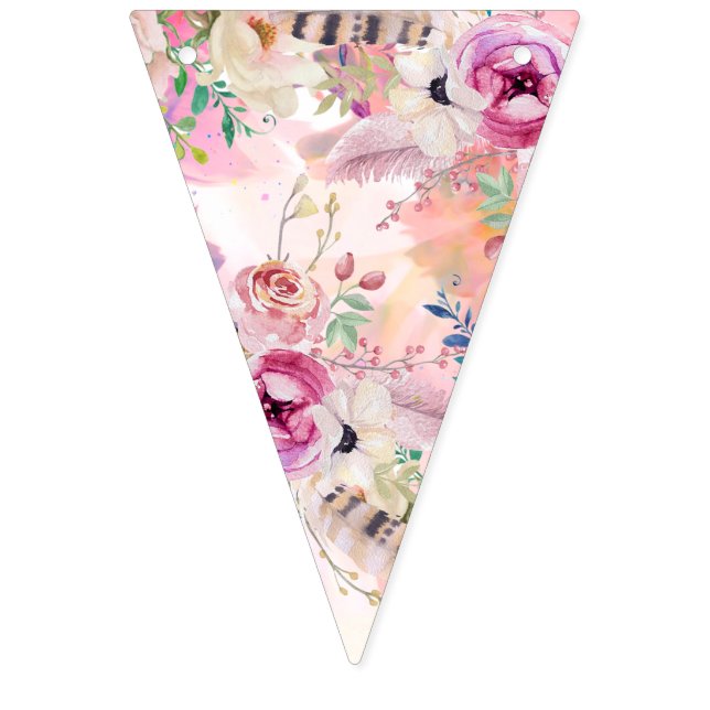 Personalized Watercolour Floral Party Bunting Flags (First Flag)