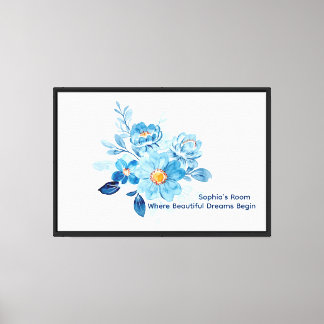 Personalized Watercolour Floral  Wall Art,  Canvas Print