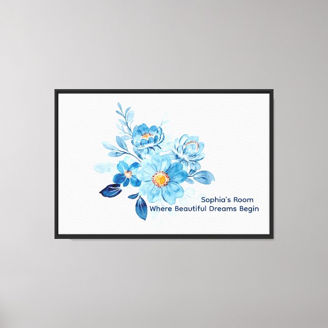 Personalized Watercolour Floral  Wall Art,  Canvas Print (Front)