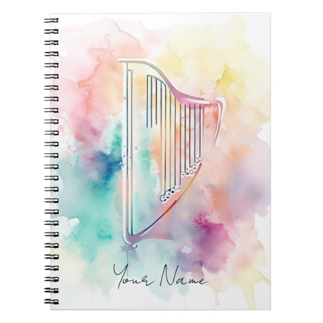Personalized Watercolour Harp Notebook (Front)