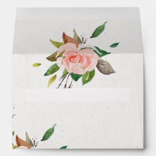 Personalized Watercolour rose and foliage wedding Envelope