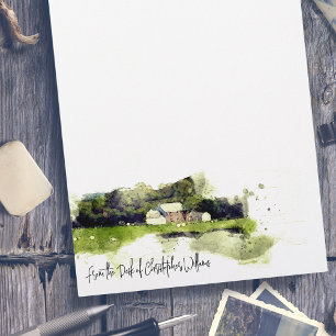 Personalized Watercolour Scottish Farmhouse Letterhead