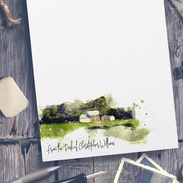Personalized Watercolour Scottish Farmhouse   Letterhead (Creator Uploaded)