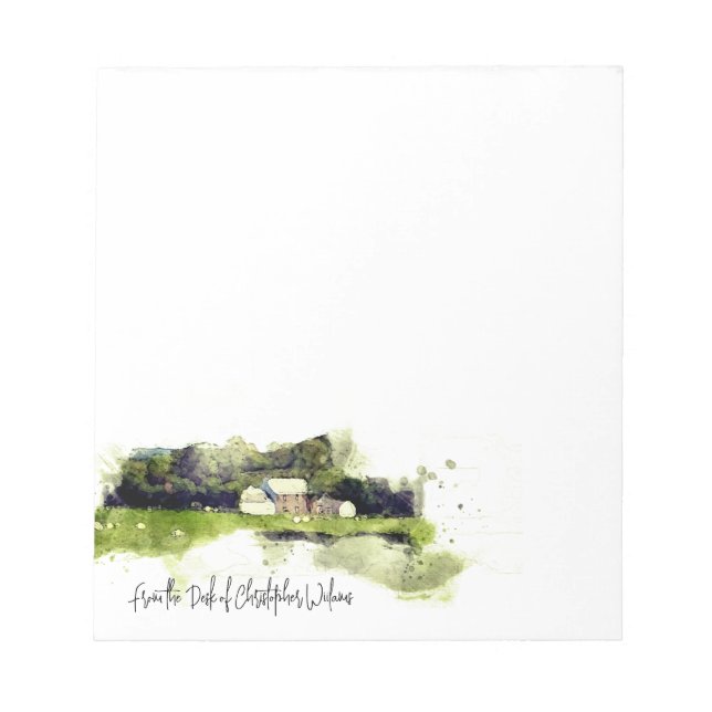 Personalized Watercolour Scottish Farmhouse  Notepad (Front)