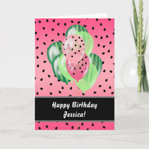 Personalized Watermelon Balloons Happy Birthday Card