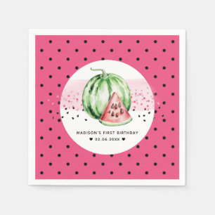 Personalized Watermelon Birthday Napkins