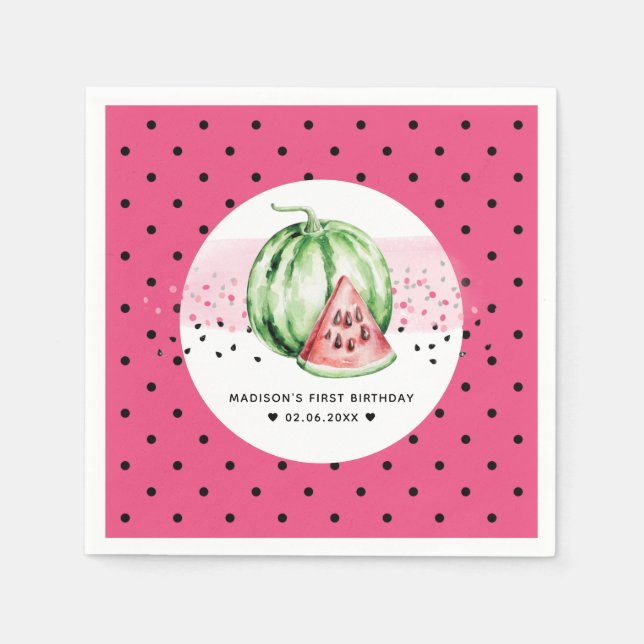 Personalized Watermelon Birthday Napkins (Front)