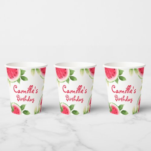 Personalized Watermelon Birthday Paper Cups