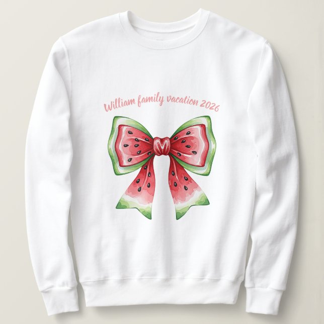 Personalized watermelon coquette bowtie ribbon  sweatshirt (Design Front)