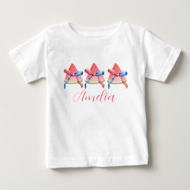 Personalized Watermelon patriotic Toddler shirt (Front)