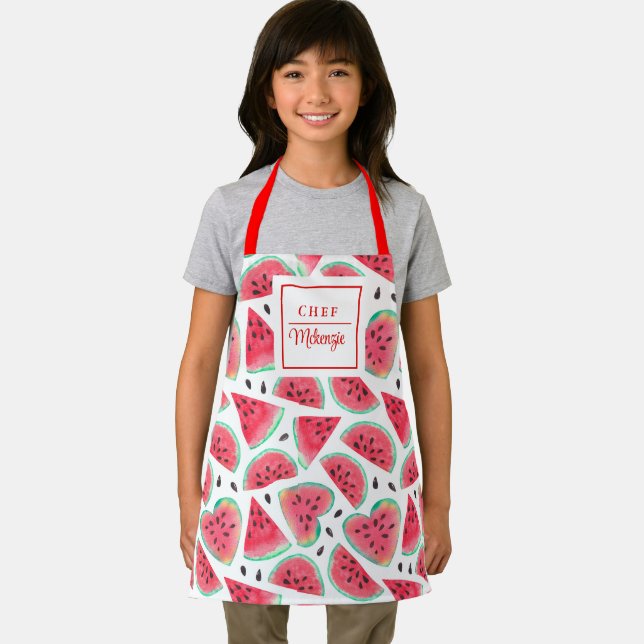 Personalized Watermelon Pattern Kids' Apron (Insitu)