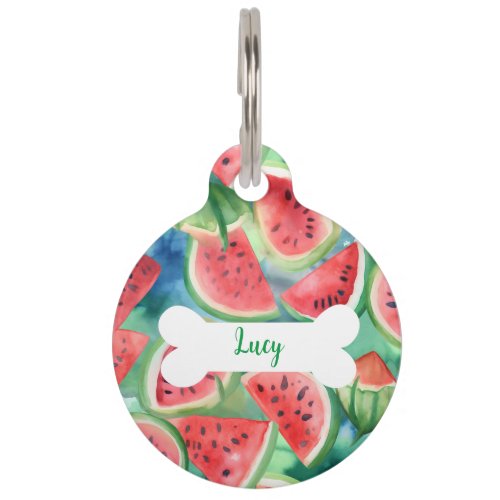 Personalized Watermelon Pattern Round Pet Tag