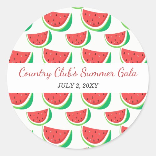 Personalized Watermelon Pattern Summer Party Classic Round Sticker