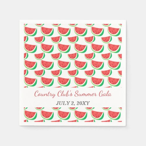 Personalized Watermelon Pattern Summer Party Napkins