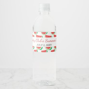 Personalized Watermelon Pattern Summer Party Water Bottle Label