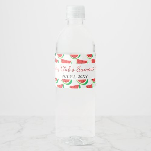 Personalized Watermelon Pattern Summer Party Water Bottle Label