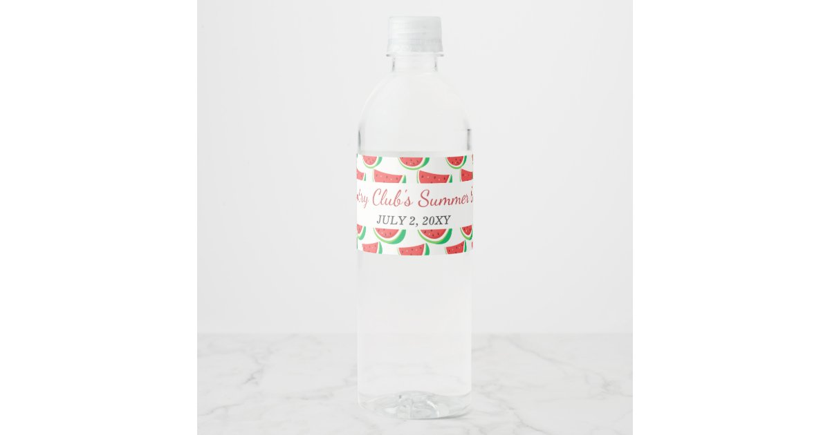 Personalized Watermelon Pattern Summer Party Water Bottle Label | Zazzle