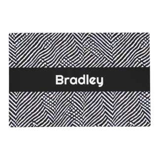 Personalized Waterproof Black & White Dog Food Mat