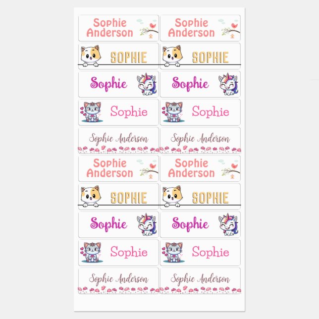Personalized Waterproof Name Labels For Kids (Sheet)