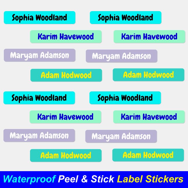Personalized Waterproof & Watercolor Ocean Name Labels (Personalized Name School Waterproof Modern Labels)