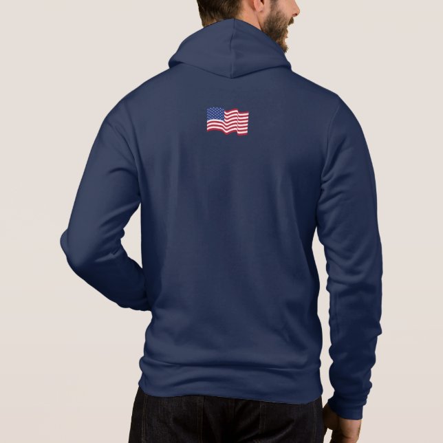 Personalized Waving American Flag Jacket Hoodie (Back)