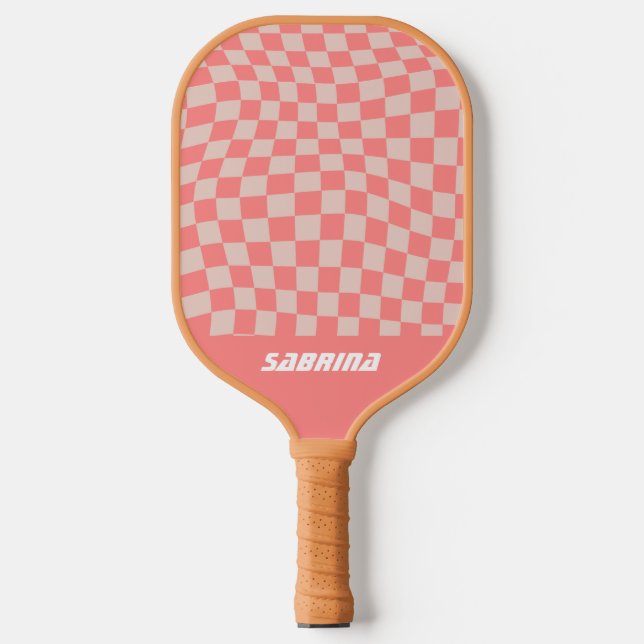Personalized Wavy Checker | Cora Pickleball Paddle (Front)