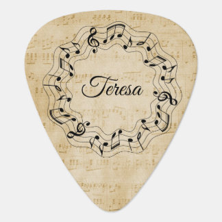 Personalized Wavy music on Sheet Music Guitar Pick