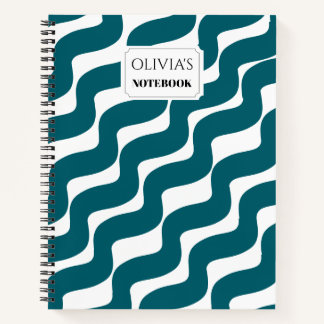 Personalized Wavy Stripes Spiral Notebook