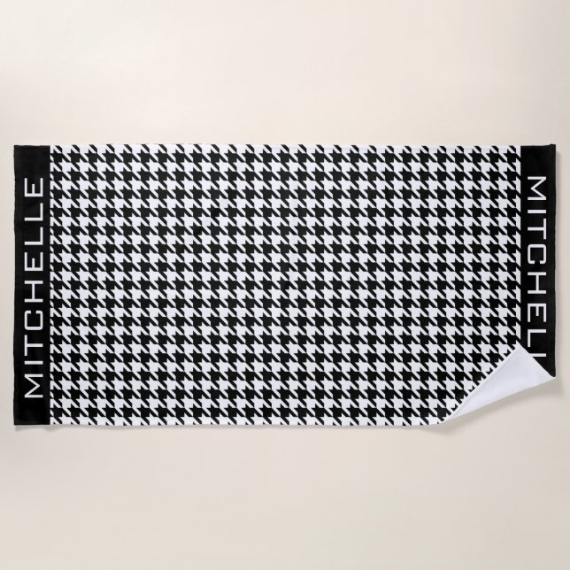 Personalized WB Houndstooth Beach Towel (Front)