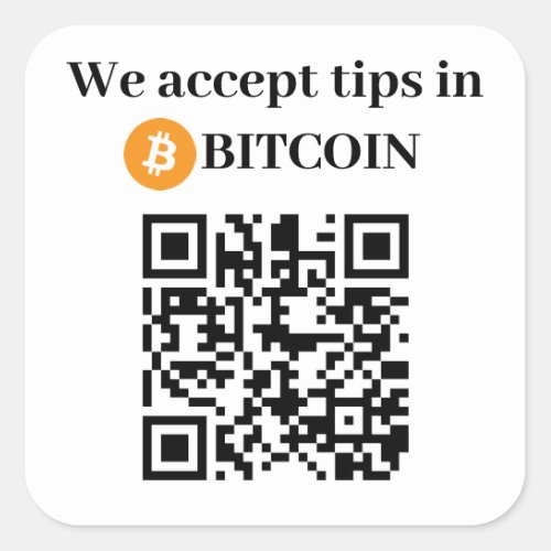 Personalized We Accept Tips in Bitcoin Sticker