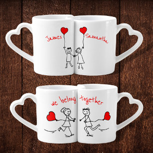 Personalized "we belong together" couple's coffee mug set