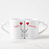 Personalized "we belong together" lesbian couple's coffee mug set (Back Nesting)