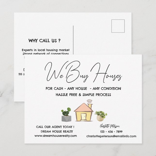 Personalized We Buy Houses Real Estate Promotional Postcard (Front/Back)