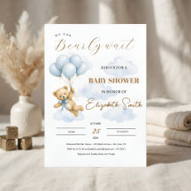Personalized We Can Bearly Wait Baby Boy Shower