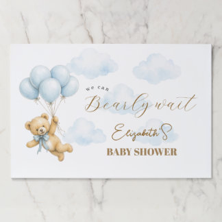 Personalized We Can Bearly Wait Baby Boy Shower Paper Pad