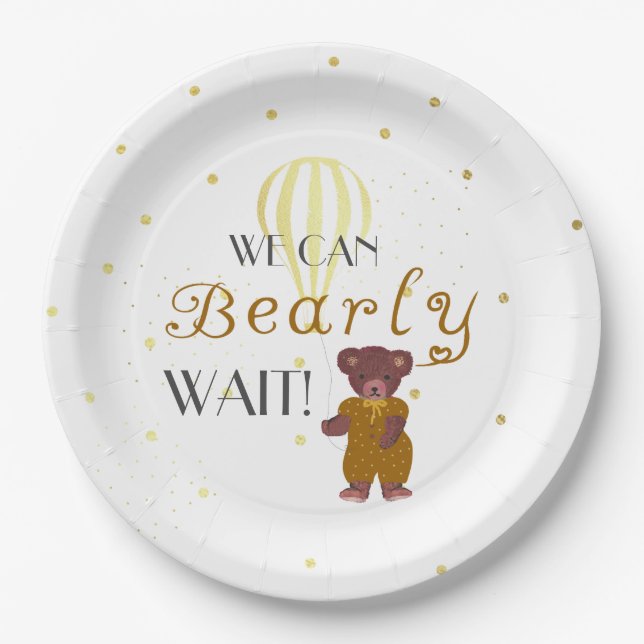Personalized We Can Bearly Wait Baby Shower  Paper Plates (Front)