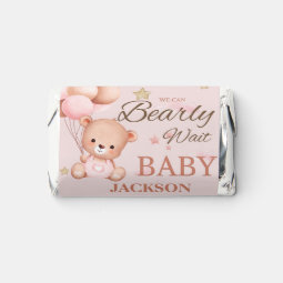 Personalized We Can Bearly Wait Pink Baby Shower Hershey's Miniatures ...