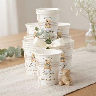 Personalized We Can Bearly Wait Teddy Bear Baby  Paper Cups