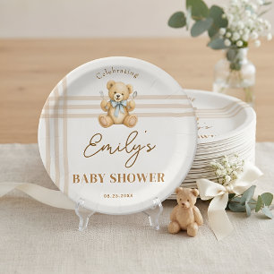 Personalized We Can Bearly Wait Teddy Bear Baby Paper Plates