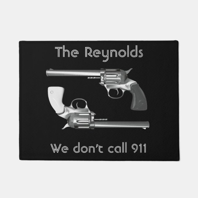 Personalized "We Don't Call 911" With Revolvers Doormat (Front)