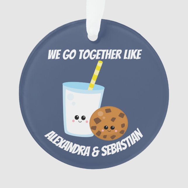 Personalized we go together like milk and cookies ornament (Front)