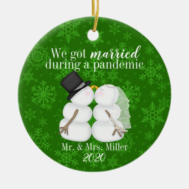 Personalized We Got Married During A Pandemic Ceramic Ornament (Front)