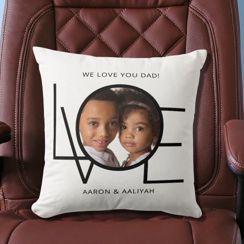 Personalized We Love You Dad Photo Fathers Day Throw Pillow